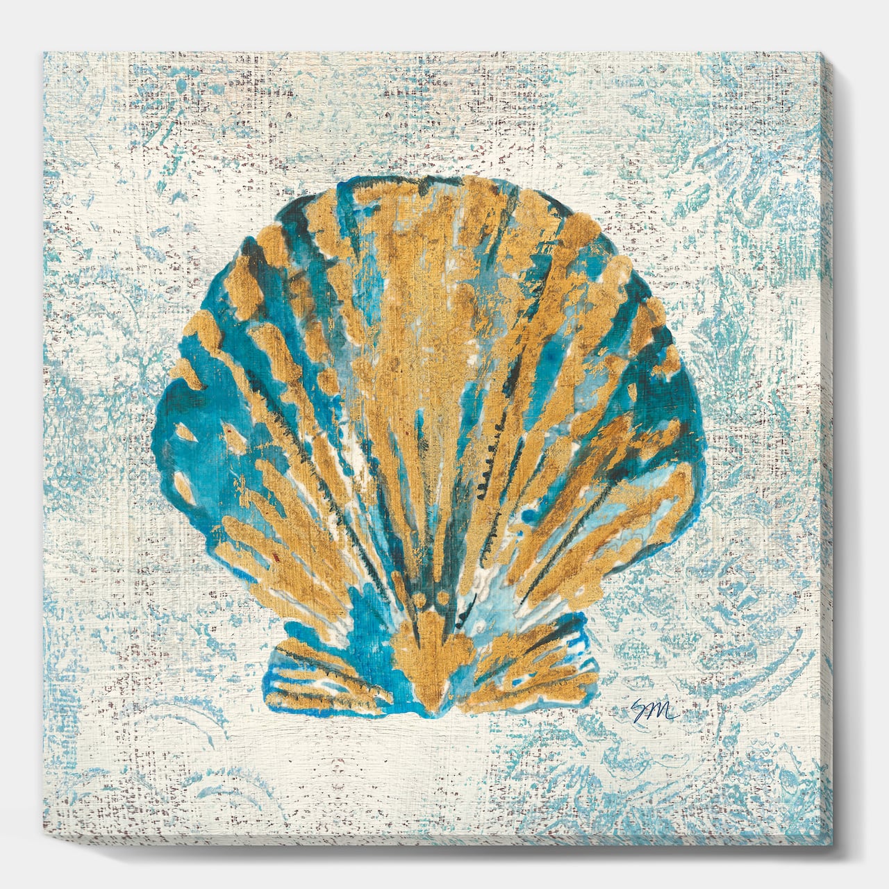 Designart - Coastal Pastel seashells I - Vintage Nautical Gallery-wrapped Canvas